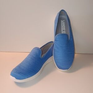 Lands' End Women's Blue Knit Slip-On Sneakers 7.5M NEW